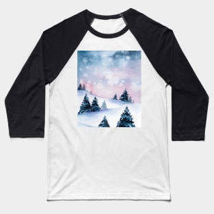 Winter landscape watercolor Baseball T-Shirt